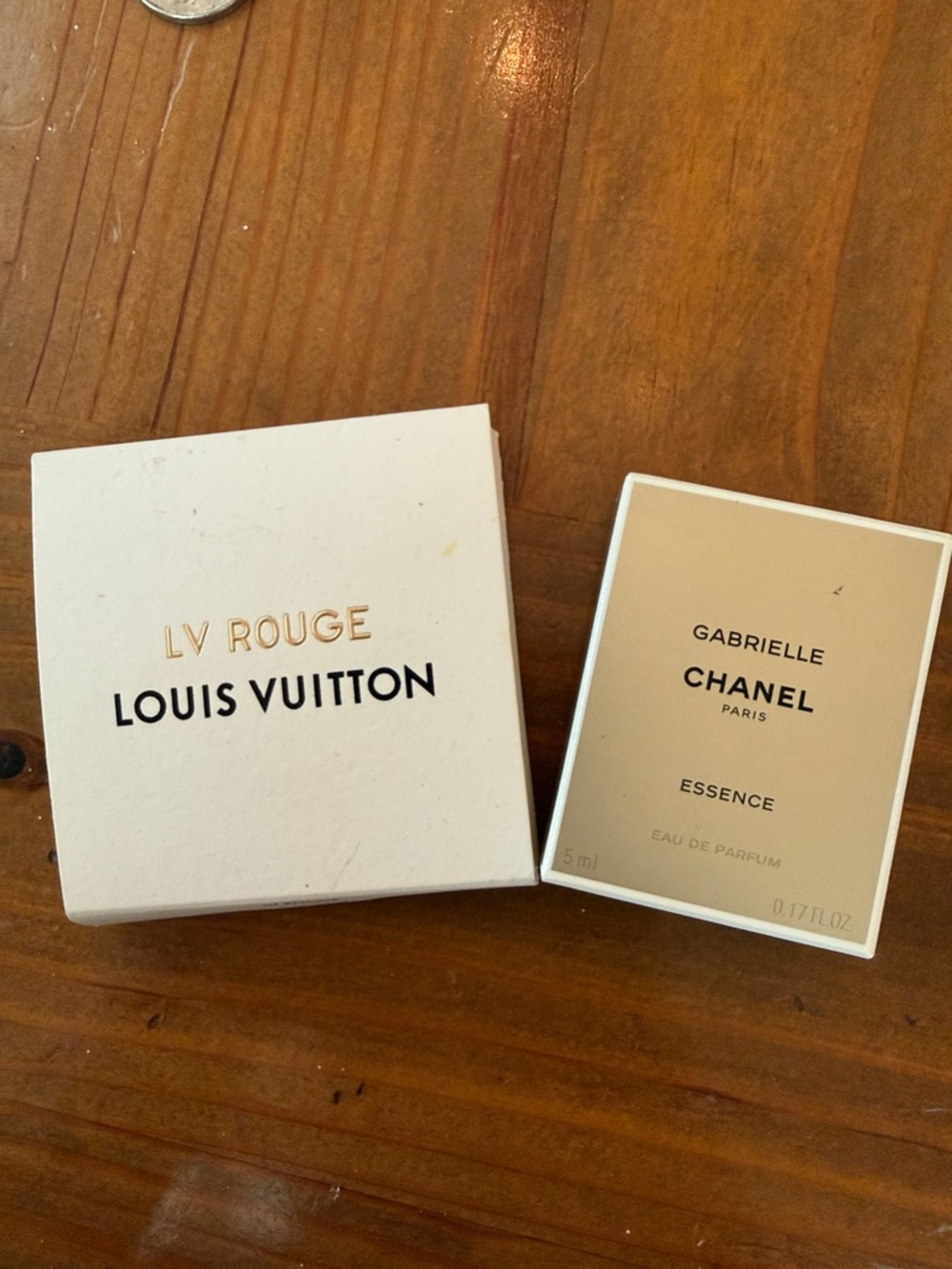 Louis Vuitton lipstick sampler and Chanel Gabrielle EDP 0.17 oz.